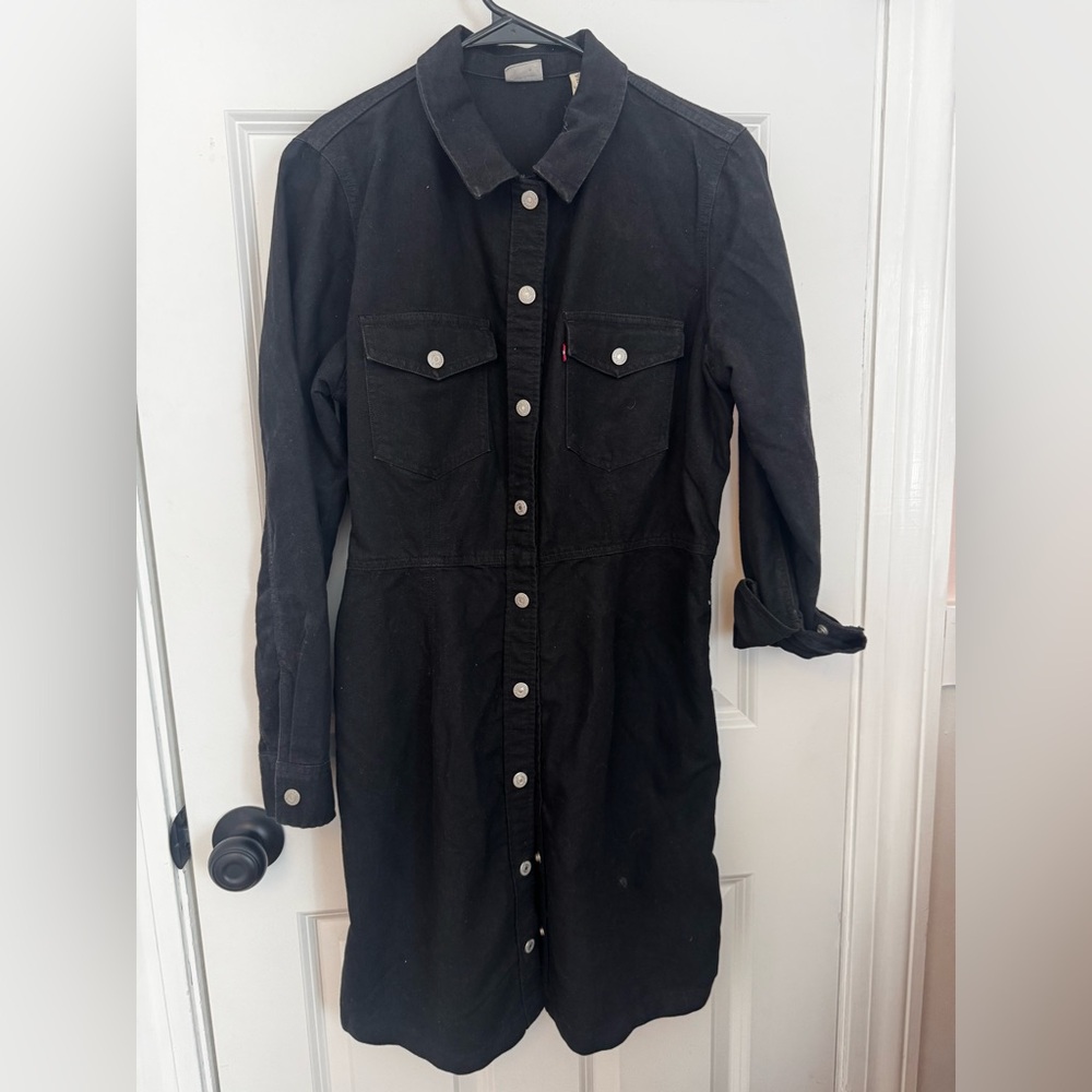 NWT LEVIS Black Denim Button-Up Dress